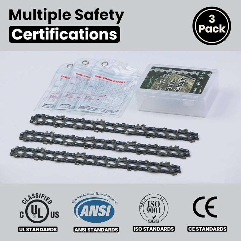 Wangenbro New 8 Inch Pruning Saw Chain 3/8"LP Pitch .043" Gauge 33 Drive Links, 8 Inch Pole Saw Blade Fit for RYOBI P4361 / P4360, Worx WG349, Milwaukee M18 FUEL 3004-20, Kobalt KPS 1024A-03 & More - R33 - Image 5